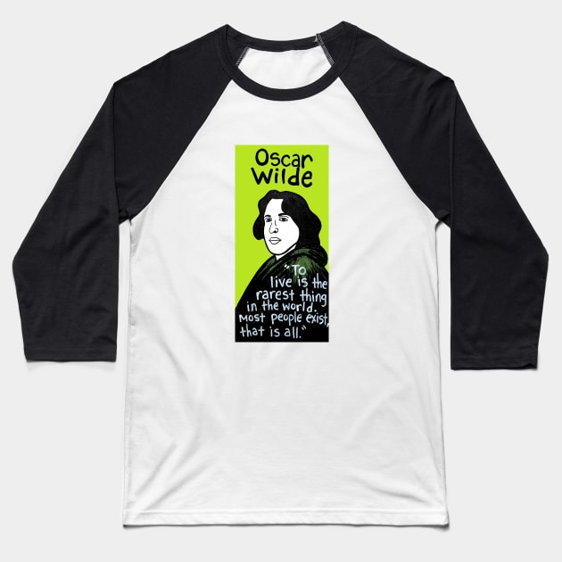 Oscar Wilde pop folk art Baseball T-Shirt by krusefolkart